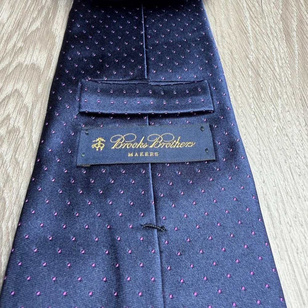 Brooks Brothers Mens Tie Makers Silk Pin Dot Navy Blue OS - Picture 3 of 9